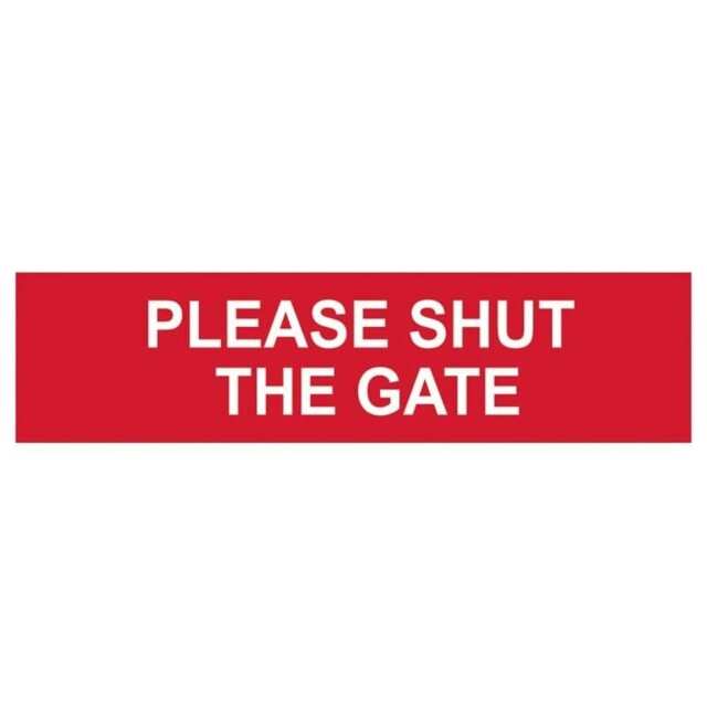 Scan Please Shut The Gate - Pvc Sign 200 X 50mm - Multi Colour - 200 x 50mm