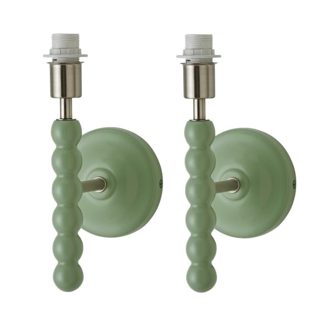ValueLights Bobbin Pair of Sage Green Wall Light Base Only Green