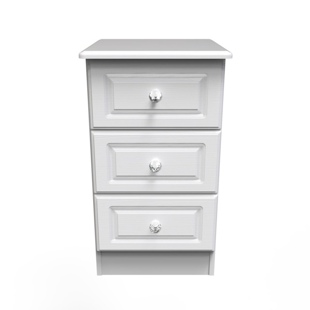 Versaille 3 Drawer Bedside Cabinet in White Matt (Ready Assembled) White White Matt