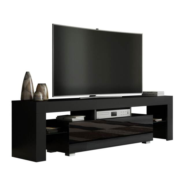 TV Unit TV Stand Cabinet Black Gloss Sideboard Media Console Storage Unit 160cm