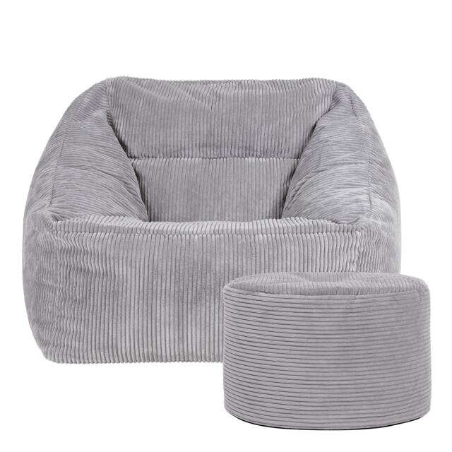 Natalia Large Beanbag Corduroy Light Grey Grey Grey XL 1