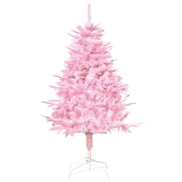 HOMCOM 4FT Artificial Christmas Tree Holiday mas Holiday Tree Decoration with Automatic Open for Home Party, Pink