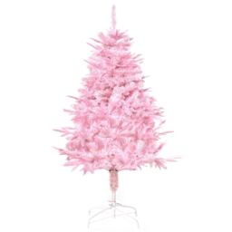 HOMCOM 4FT Artificial Christmas Tree Holiday mas Holiday Tree Decoration with Automatic Open for Home Party, Pink