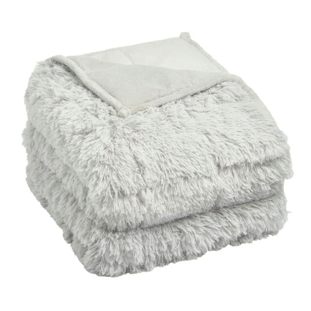 OHS Fluffy Fleece 6kg Weighted Blanket Sensory, 125x180cm - Silver