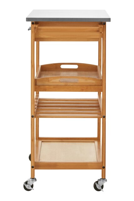 Interiors By Premier Compact Design Bamboo One Drawer Kitchen Trolley, Sturdy Kitchen Trolley For Guests, Multi Tier Trolley