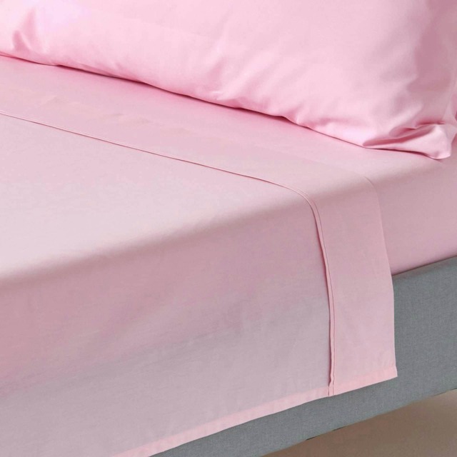 Homescapes Pink Egyptian Cotton Flat Sheet 200 TC, Single Pink Single