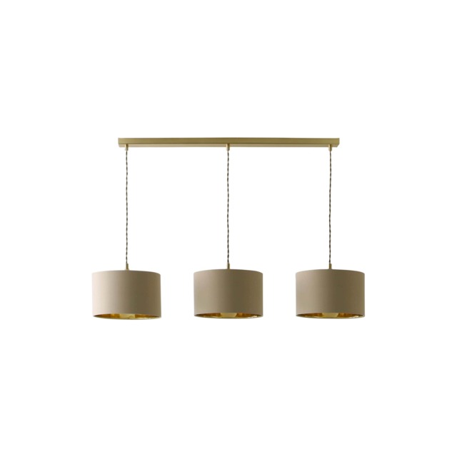 ValueLights Shaw Gold 3 Drop Diner Bar Natural Gold Shades