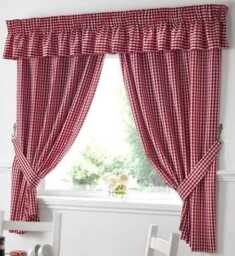 Gingham Kitchen Curtain Pelmet Red - 353 cm x 25cm