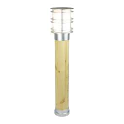 Stockholm Outdoor Large Bollard Natural Wood & Galvanized , IP65, E27