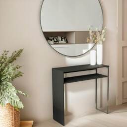 2 Tier Hallway Console Table With Steel Frame Black Black