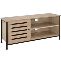 TV Stand - lowboard cabinet, 2 shelves, storage compartment with door, 2 cable cutouts Brown industrial wood light, oak Sonoma 110 x 41,50 x 50,50 cm 1