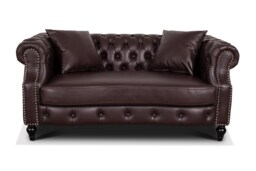 Faux Leather Brown 2 Seater Chesterfield Sofa RICHMOND