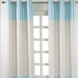 Homescapes Cotton Multi Stars Ready Made Eyelet Curtain Pair - 137 x 228 cm Drop Blue Multi Colour