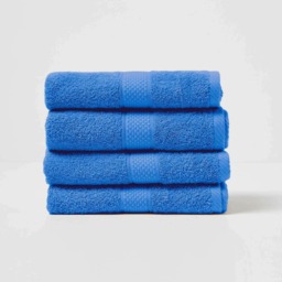 Homescapes Turkish Cotton Hand Towel Set of 4 - Blue Blue Hand towel 4