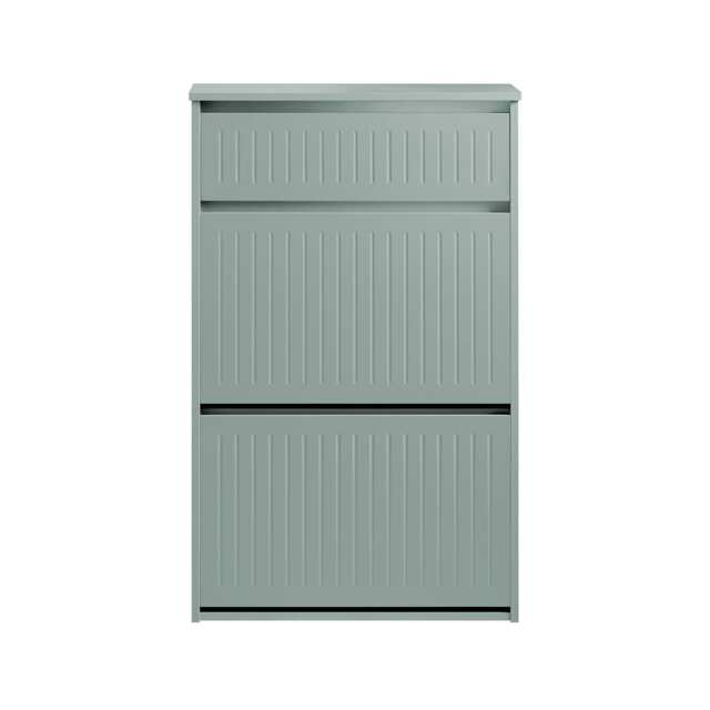"SoBuy Narrow Shoe Storage Cupboard – 2 Flip Drawers & Pull-Out Drawer, Light Gray, 24"" x 10.2"" x 39.4"", 22.6 kg - FSR165-HG"
