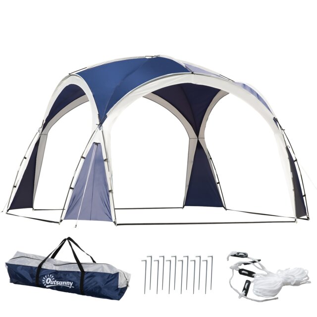 Outsunny 3.5 x 3.5M Camping Gazebo, Outdoor Event Shelter Dome Tent Garden Sun Shelter Patio Spire Arc Pavilion Camp Sun Shade Tent for 68 Person Multi