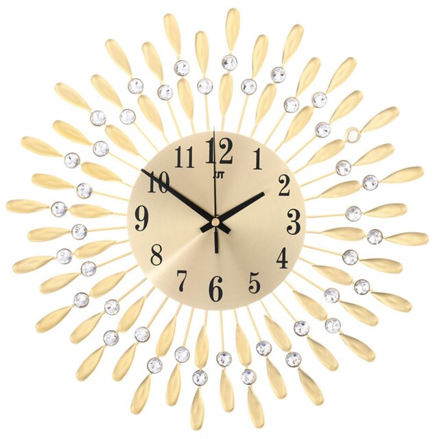 Living and Home 3D Silent Drop-Shape Metal Wall Clock with Crystal