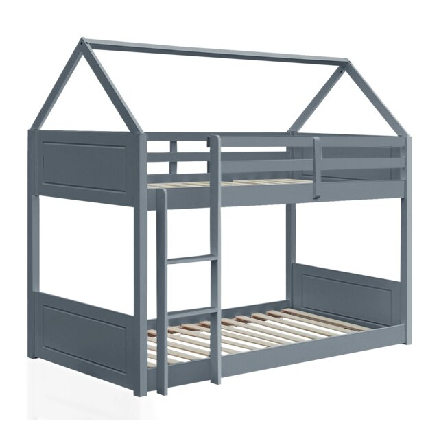 3ft Single House Style Bunkbed In Grey