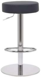 Semplice Deluxe Breakfast Bar Stool, Chrome Footrest, Height Adjustable Swivel Gas Lift, Home Bar & Kitchen Barstool, Black
