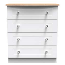 Cumbria 4 Drawer Chest of Drawers in White Ash & Bardolino Oak (Ready Assembled) White White Ash & Bardolino Oak
