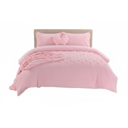Super Soft Teddy Duvet Cover Set Heart Embossed Cozy Fleece Bedding Pink Double