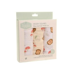 Ziggle Muslin Square 3 Pack - Woodland White L