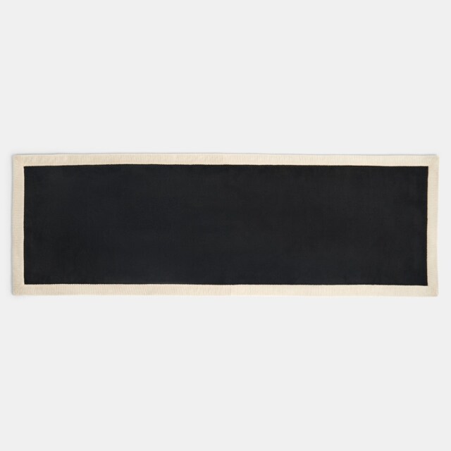 OHS Contrast Border Non Slip Tufted Hallway Runner Rug Floor Carpet Black Black/Cream 66 x 200cm