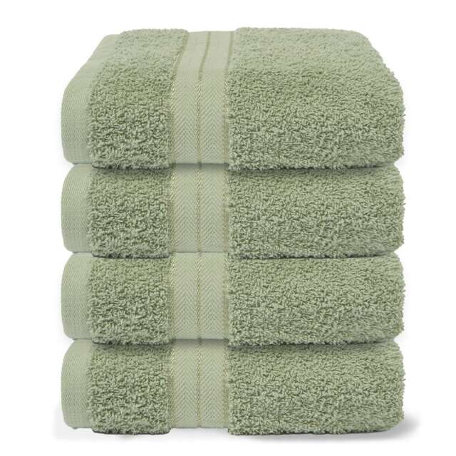 OHS 4 x Luxury 100% Cotton 500GSM Bathroom Hand Towel Green Sage Green Hand towel