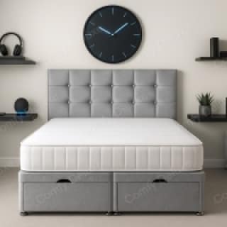 End Opening Ottoman Divan Bed Set Silver Plush 2ft6 Small Single
