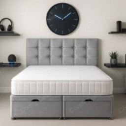 End Opening Ottoman Divan Bed Set Silver Plush 2ft6 Small Single