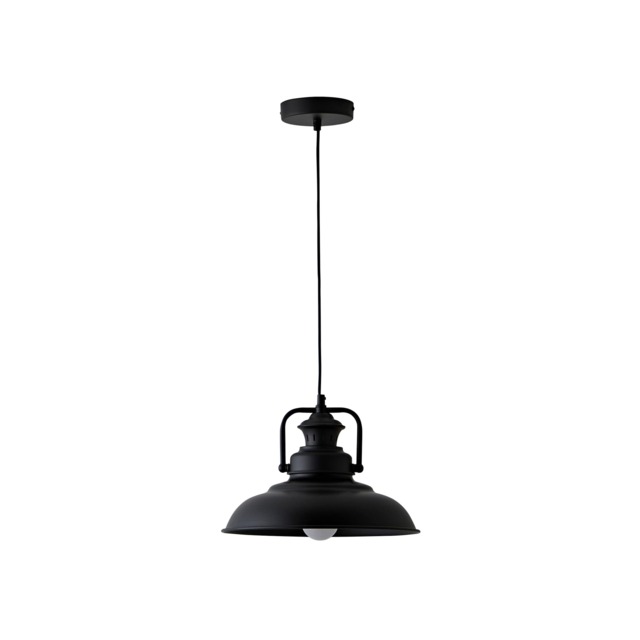 ValueLights Duomo Matte Black Metal Ceiling Pendant Light Fitting Black