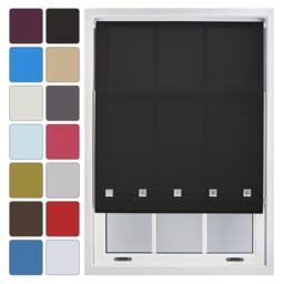 FURNISHED Daylight Roller Blind Made to Measure with Chome Round Eyelets Black Black (W) 240cm x (L) 165cm