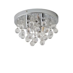 ValueLights Mitre Chrome Droplet Flush Ceiling Fitting Clear Droplets Chrome