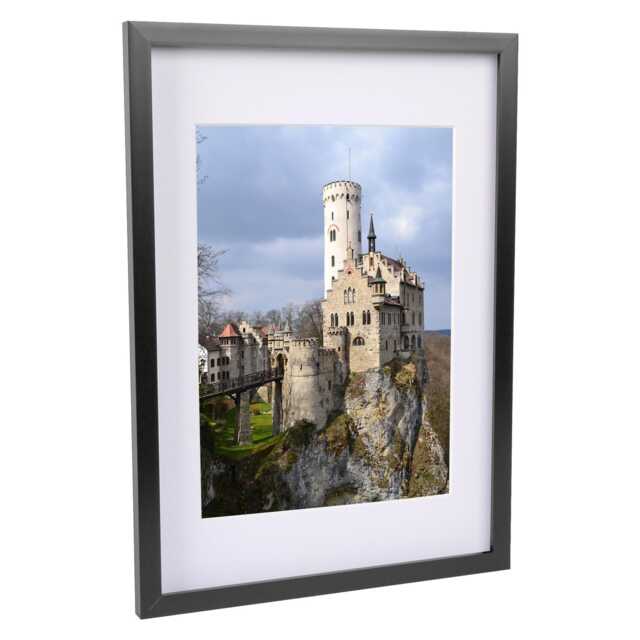 "Nicola Spring Photo Frame with White A4 Mount - A3 (12"" x 17"") - Black - Portrait Hanging Wall Mounted Picture Display Frame"