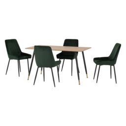 Hamilton & Avery Medium Indoor Dining Set - Medium Oak Effect - Emerald Green Velvet