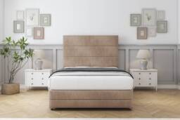 "Sloomy Monaco Mink Naples Divan Bed With Mattress 2 Drawers Right Side With 26"" Strutted Headboard & 12"" Matching Footboard 4'6 Double Brown Mink Double 1"