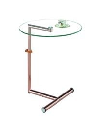 Clear Glass Side/End/Laptop Table-Zen Adjustable Round Table,Copper Base