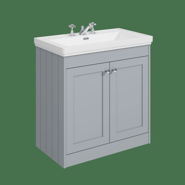 Balterley Floor Standing 2 Door Unit with Classic Basin 3 Tap Hole Grey 800 x 800 x 453mm