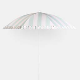 OHS Stripe Parasol Umbrella Garden Outdoor Canopy Sun Shade Green Sage/Cream