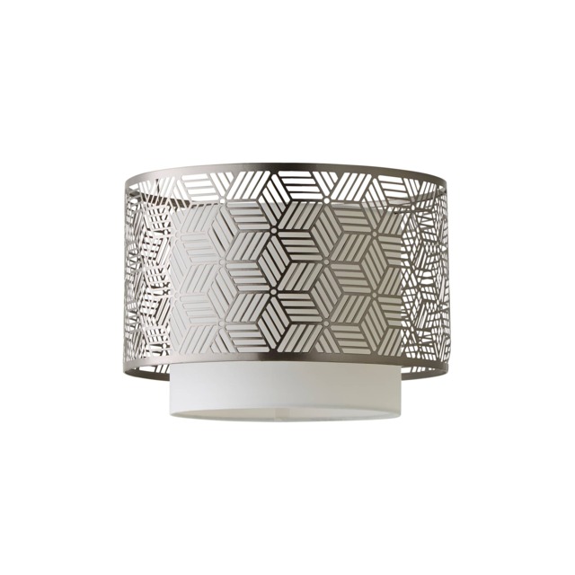 ValueLights Eugene Geo Grey Pendant Shade White Inner Silver