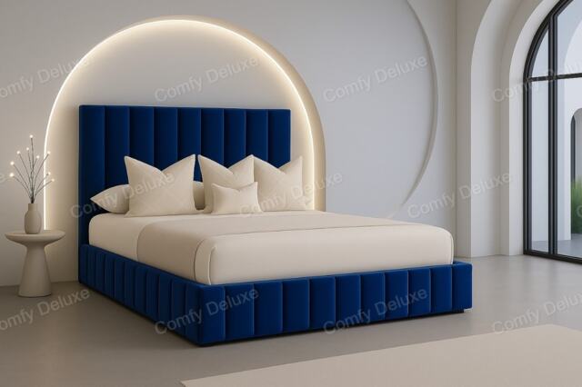 Blue 3ft Single Plush Velvet Astro Bed Frame Solid Base