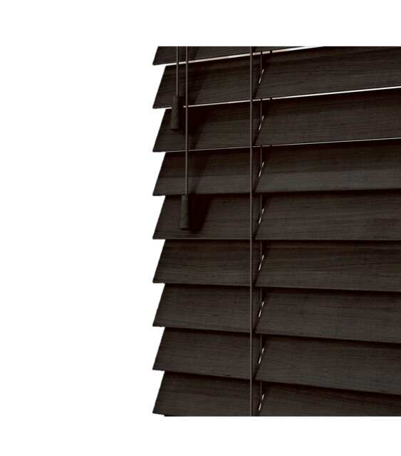 210cm Dark Brown Oak Wooden Venetian Blinds With Strings (130cm drop) Brown Brown