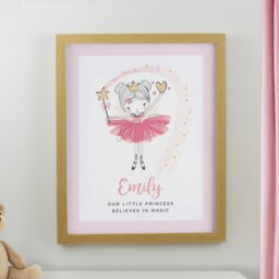 Personalised Princess Ballerina Oak Poster Frame Brown One Size