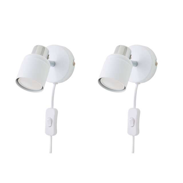 ValueLights Benton Pair of Single White Indoor Wall Spotlight White