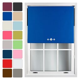 FURNISHED Blackout Roller Blinds with Triple Diamond Eyelets Cut to Size Easy Fit Window Shade - (W)180cm x (L)210cm Blue Blue (W) 180cm x (L) 210cm