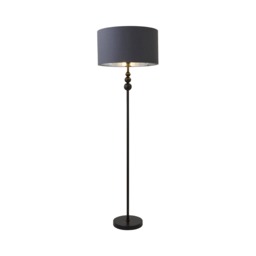 ValueLights Marissa Black Stacked Ball Floor Lamp Charcoal with Chrome Shade and Bulb
