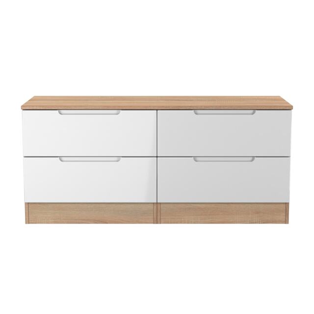 Lucca 4 Drawer Bed Box in White Gloss & Bardolino Oak (Ready Assembled) White White Gloss & Bardolino Oak