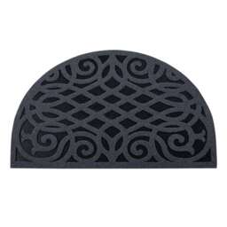 Nicoman Victorian Style Halfmoon Rubber Door Mat Grey 75 x 44cm Grey