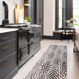 Zebra Print Cotton Chenille Rug Black White Machine Washable 60cm x 240cm