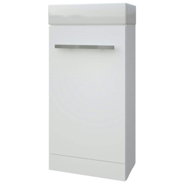 Bathroom Floor Standing Cloakroom Vanity Unit with Basin 400mm Wide - White - Brassware Not Included White White 1